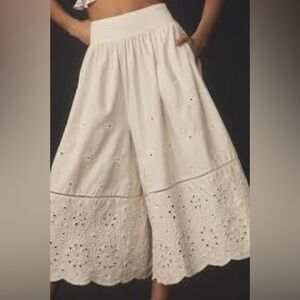 $108 Anthropology Maeve Embroidered Skirty Culottes Summer Pants Sz XS NWOT